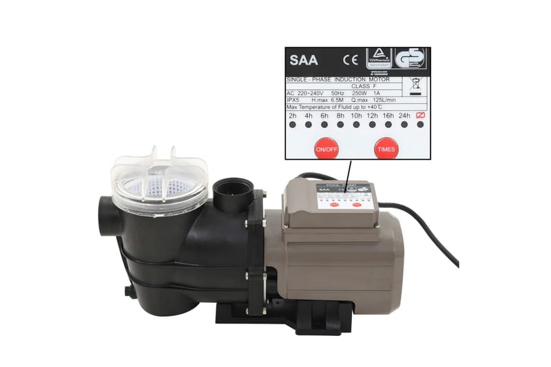 Uima-altaan pumppu ajastimella musta 0,25 HV 8 000 l/h - Musta - Piha & ulkoaltaat - Uima-allas, poreallas & sauna - Uima-altaan & porealtaan puhdistus - Kierto- & allaspumput