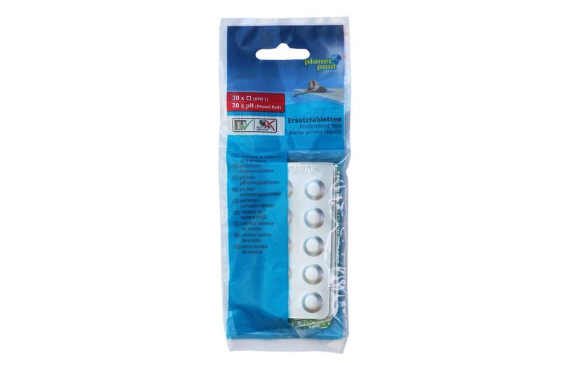 Korvaustabletit Planet Pool Mini Pool Tester pH 30kpl Kloori 30kpl, undefined