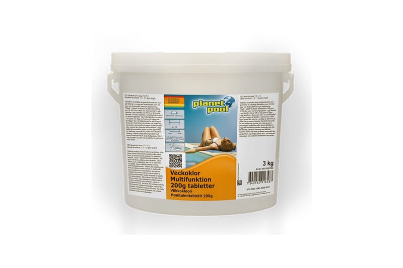 Vedenhoito Planet Pool Viikkokloori Monitoimi 200 g kappale 3 kg, 3 kg