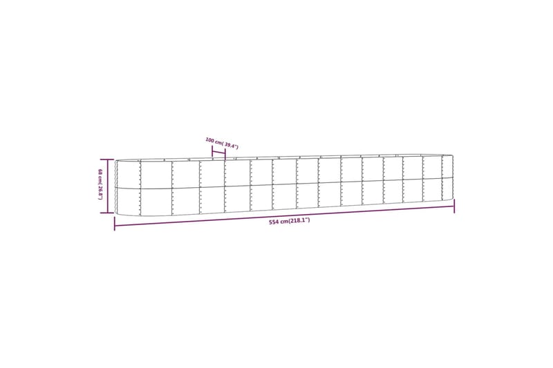 beBasic Puutarhakukkalaatikko hopea 554x100x68 cm jauhemaalattu teräs - Hopea - Piha & ulkoaltaat - Viljely & puutarhanhoito - Kasvatus - Kukkaruukku & Istutusastia - Kukkalaatikko