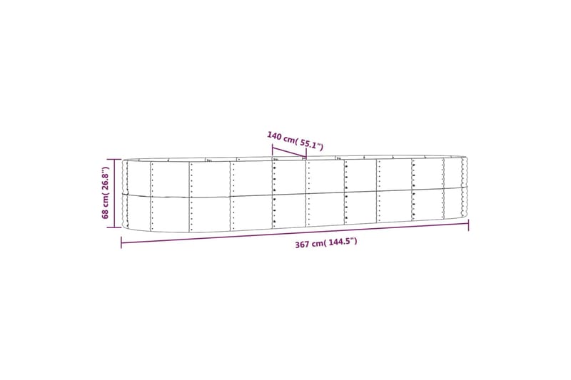 beBasic Puutarhakukkalaatikko hopea 367x140x68 cm jauhemaalattu teräs - Hopea - Piha & ulkoaltaat - Viljely & puutarhanhoito - Kasvatus - Kukkaruukku & Istutusastia - Kukkalaatikko