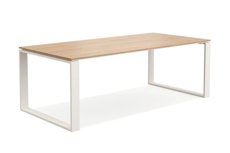 Devon suuri suorakulmainen ulkoruokapöytä 210x100 cm alumiinista - Beige - Puutarhakalusteet - Terassipöydät - Ruokapöytä terassille