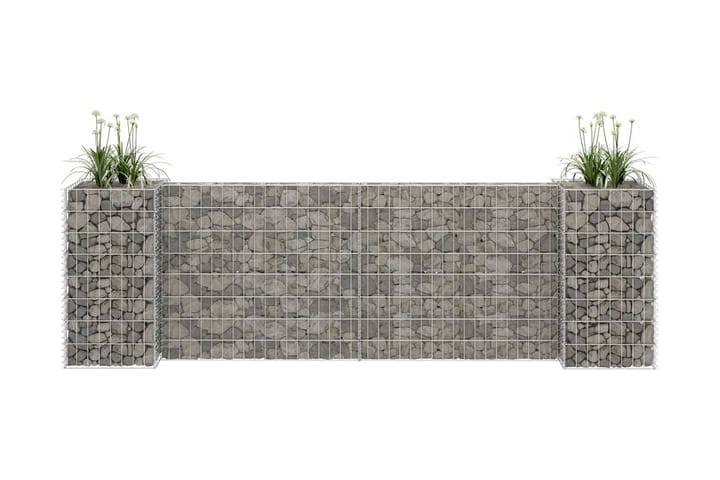 H-muotoinen kivikori/kukkalaatikko teräslanka 260x40x80 cm - Kukkateline & kukkahylly