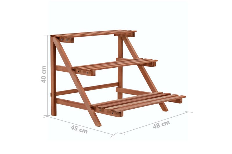 Kukkateline 3-kerroksinen setripuu 48x45x40 cm - Ruskea - Kukkateline & kukkahylly