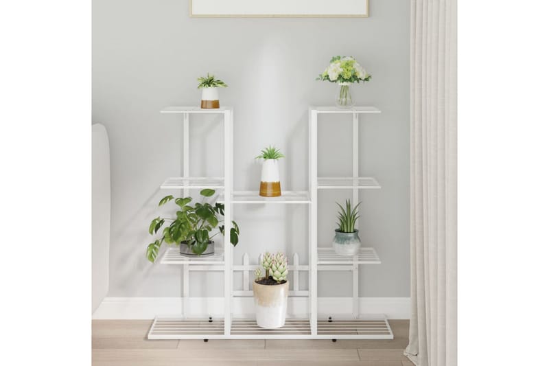 Kukkateline 94,5x25x89 cm valkoinen rauta - Valkoinen - Piha & ulkoaltaat - Viljely & puutarhanhoito - Kasvatus - Kukkaruukku & Istutusastia - Kukkateline & kukkahylly