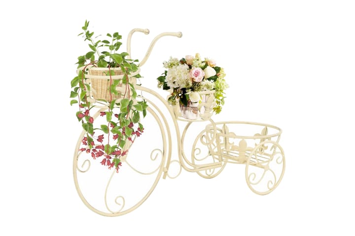 Kukkateline polkupyörän muotoinen vintagetyylinen metalli - Valkoinen - Kukkateline & kukkahylly