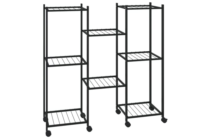 Kukkateline pyörillä 83x25x83,5 cm musta rauta - Musta - Piha & ulkoaltaat - Viljely & puutarhanhoito - Kasvatus - Kukkaruukku & Istutusastia - Kukkateline & kukkahylly