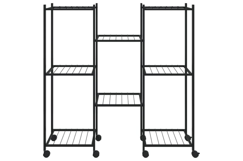 Kukkateline pyörillä 83x25x83,5 cm musta rauta - Musta - Piha & ulkoaltaat - Viljely & puutarhanhoito - Kasvatus - Kukkaruukku & Istutusastia - Kukkateline & kukkahylly