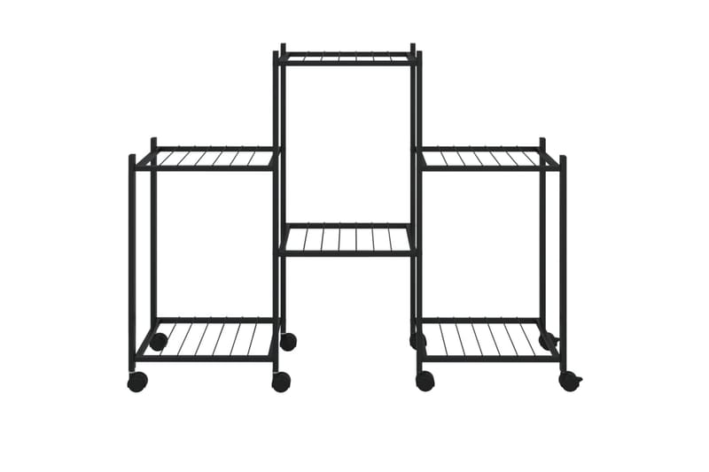 Kukkateline pyörillä 83x25x63,5 cm musta rauta - Musta - Piha & ulkoaltaat - Viljely & puutarhanhoito - Kasvatus - Kukkaruukku & Istutusastia - Kukkateline & kukkahylly