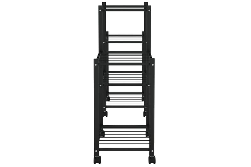 Kukkateline pyörillä 83x25x63,5 cm musta rauta - Musta - Kukkateline & kukkahylly