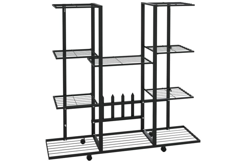 Kukkateline pyörillä 94,5x24,5x91,5 cm musta rauta - Musta - Piha & ulkoaltaat - Viljely & puutarhanhoito - Kasvatus - Kukkaruukku & Istutusastia - Kukkateline & kukkahylly