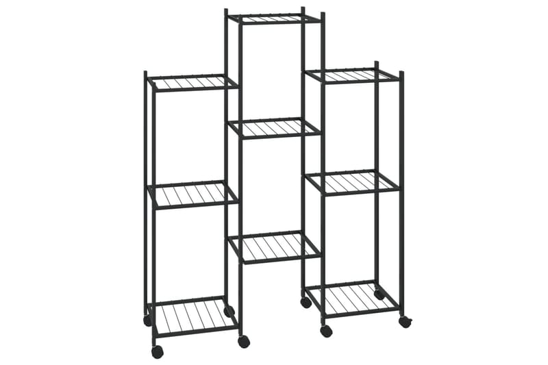 Kukkateline pyörillä 83x25x103,5 cm musta rauta - Musta - Piha & ulkoaltaat - Viljely & puutarhanhoito - Kasvatus - Kukkaruukku & Istutusastia - Kukkateline & kukkahylly