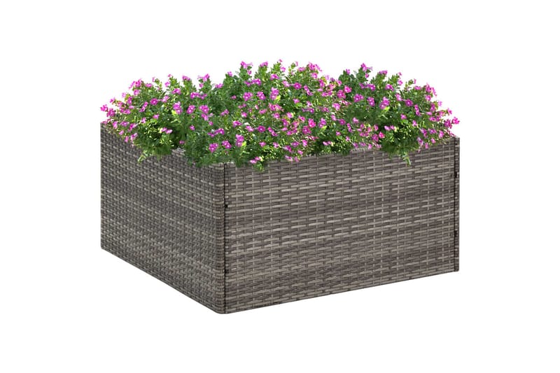 Kukkalaatikko harmaa 80x80x40 cm polyrottinki - Harmaa - Piha & ulkoaltaat - Viljely & puutarhanhoito - Kasvatus - Kukkaruukku & Istutusastia - Kukkalaatikko