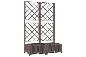 Kukkalaatikko säleiköllä ruskea 80x40x121,5 cm PP - Ruskea - Piha & ulkoaltaat - Viljely & puutarhanhoito - Kasvatus - Kukkaruukku & Istutusastia - Kukkalaatikko