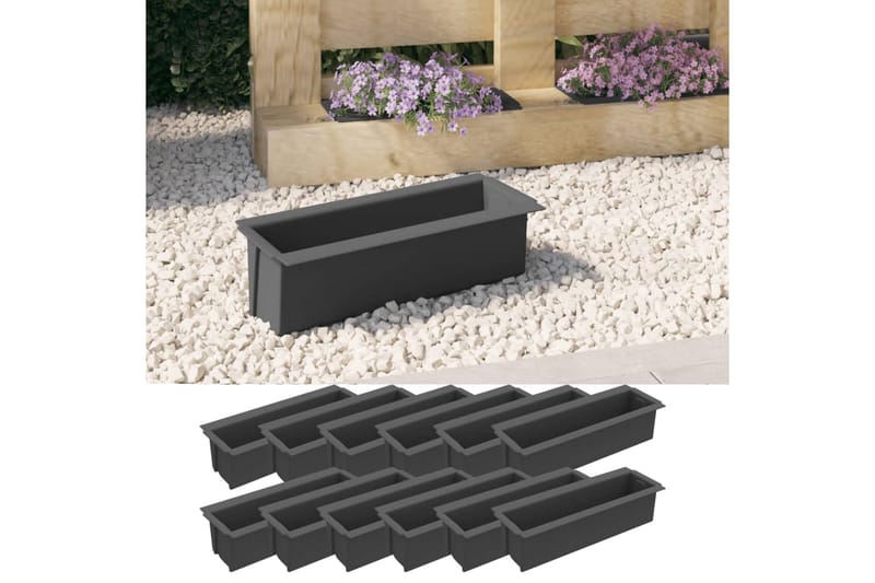 Kukkalaatikot eurolavoille 12 kpl harmaa 36x13,5x9,5 cm PP - Harmaa - Piha & ulkoaltaat - Viljely & puutarhanhoito - Kasvatus - Kukkaruukku & Istutusastia - Kukkalaatikko