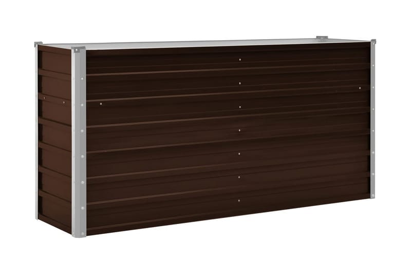 Korotettu kukkalaatikko ruskea 160x40x77 cm galvanoitu teräs - Ruskea - Piha & ulkoaltaat - Viljely & puutarhanhoito - Kasvatus - Kukkaruukku & Istutusastia - Kukkalaatikko