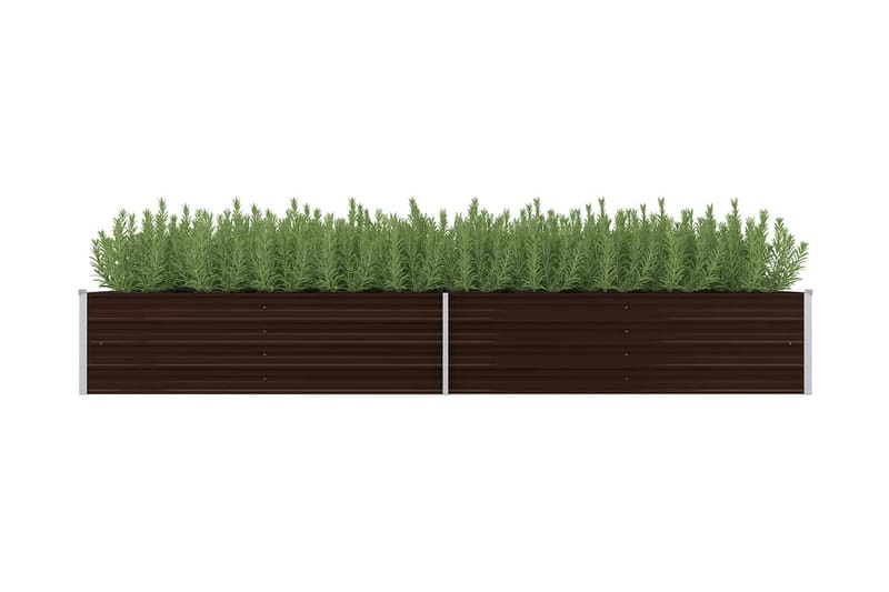 Korotettu kukkalaatikko ruskea 320x80x45 cm galvanoitu teräs - Ruskea - Piha & ulkoaltaat - Viljely & puutarhanhoito - Kasvatus - Kukkaruukku & Istutusastia - Kukkalaatikko