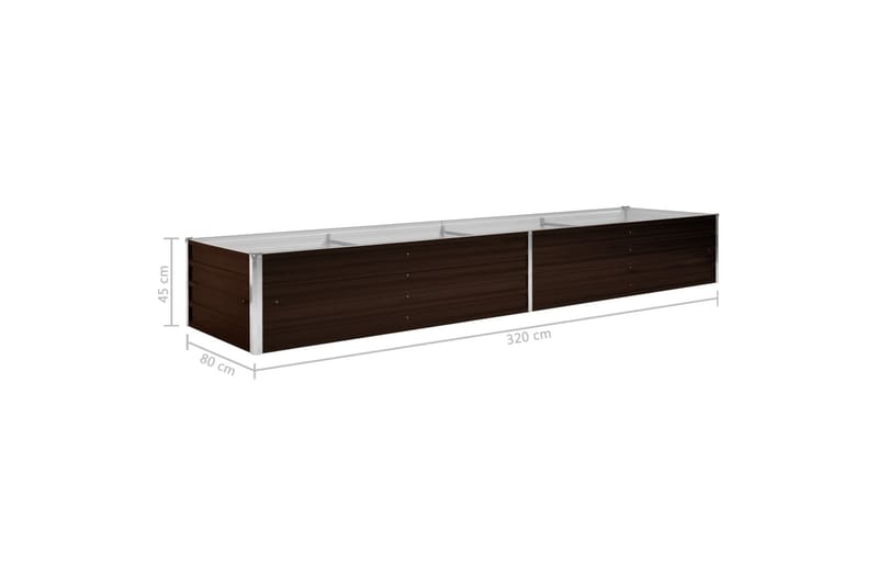 Korotettu kukkalaatikko ruskea 320x80x45 cm galvanoitu teräs - Ruskea - Piha & ulkoaltaat - Viljely & puutarhanhoito - Kasvatus - Kukkaruukku & Istutusastia - Kukkalaatikko