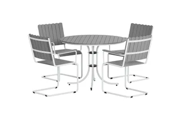 Kullaberg pyöreä ulkoruokailuryhmä 4 tuolilla 104 cm teräs aintwood