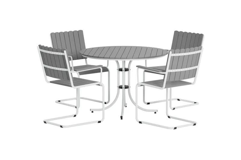 Kullaberg pyöreä ulkoruokailuryhmä 4 tuolilla 104 cm teräs aintwood, Harmaa