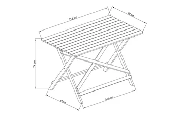 Landet ulkoruokapöytä - 118x70x74 cm - Vihreä - Puutarhakalusteet - Terassipöydät - Ruokapöytä terassille