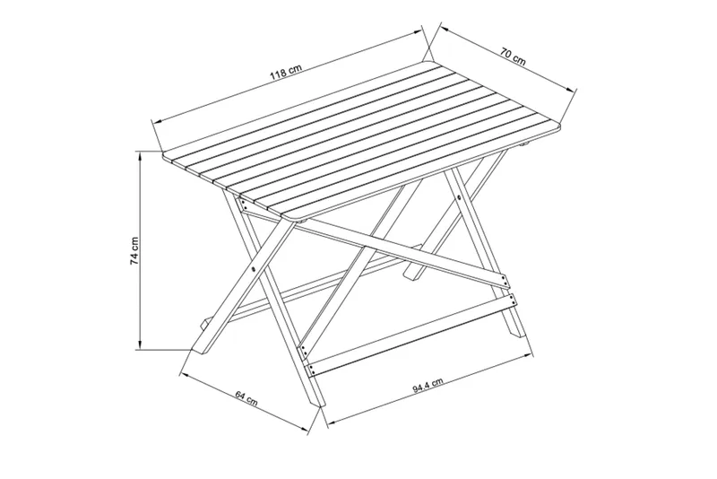 Landet ulkoruokapöytä - 118x70x74 cm - Vihreä - Puutarhakalusteet - Terassipöydät - Ruokapöytä terassille