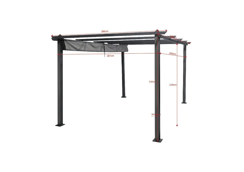 Porto suuri pergola 4x3 m alumiinia, katto - Tummanharmaa - Piha & ulkoaltaat - Grillaus - Grillitarvikkeet - Grilliteltta