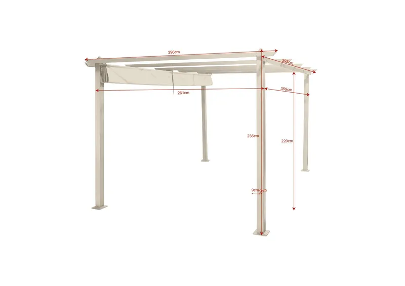 Porto suuri pergola 4x3 m alumiinia, katto - Beige - Piha & ulkoaltaat - Grillaus - Grillitarvikkeet - Grilliteltta