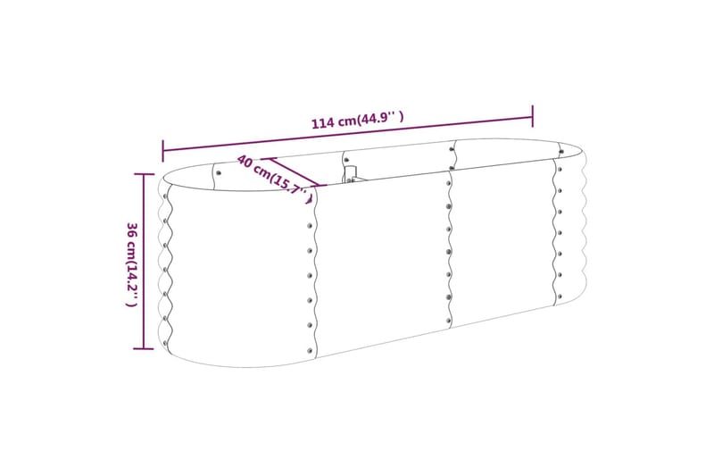 Puutarhakukkalaatikko jauhemaalattu teräs 114x40x36 cm antra - Antrasiitti - Ruukut ulkokäyttöön - Kukkalaatikko