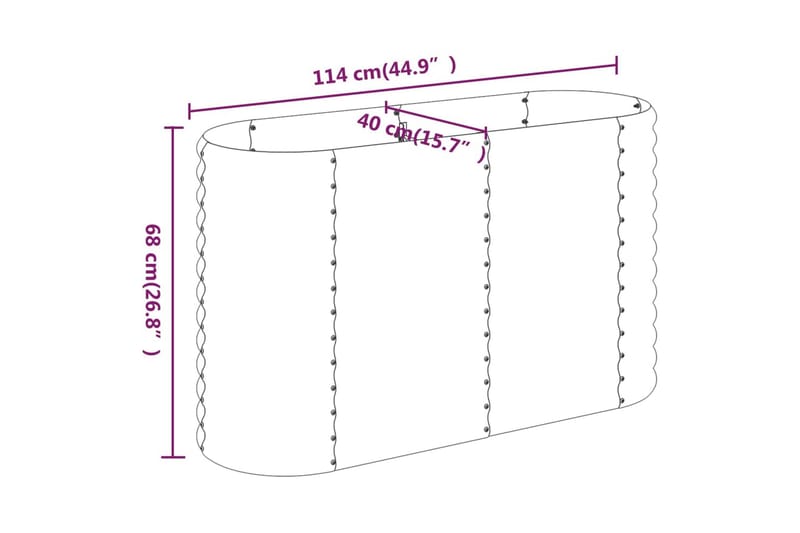 Puutarhakukkalaatikko jauhemaalattu teräs 114x40x68 cm antra - Antrasiitti - Ruukut ulkokäyttöön - Kukkalaatikko