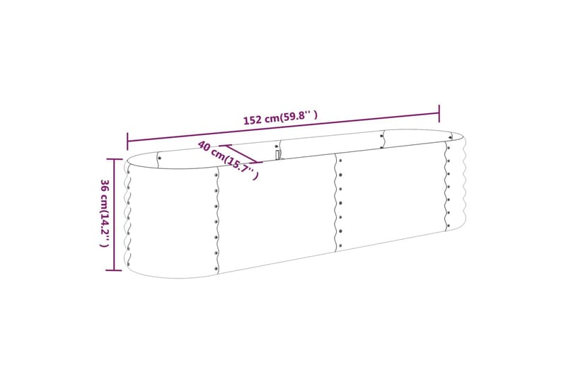 Puutarhakukkalaatikko jauhemaalattu teräs 152x40x36 cm antra - Antrasiitti - Ruukut ulkokäyttöön - Kukkalaatikko