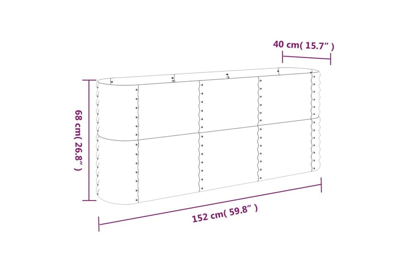 Puutarhakukkalaatikko jauhemaalattu teräs 152x40x68 cm antra - Antrasiitti - Ruukut ulkokäyttöön - Kukkalaatikko