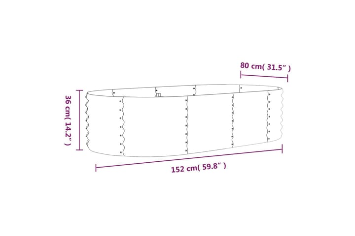Puutarhakukkalaatikko jauhemaalattu teräs 152x80x36 cm antra - Antrasiitti - Ruukut ulkokäyttöön - Kukkalaatikko
