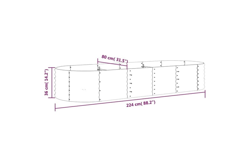 Puutarhakukkalaatikko jauhemaalattu teräs 224x80x36 cm antra - Antrasiitti - Piha & ulkoaltaat - Viljely & puutarhanhoito - Kasvatus - Kukkaruukku & Istutusastia - Kukkalaatikko