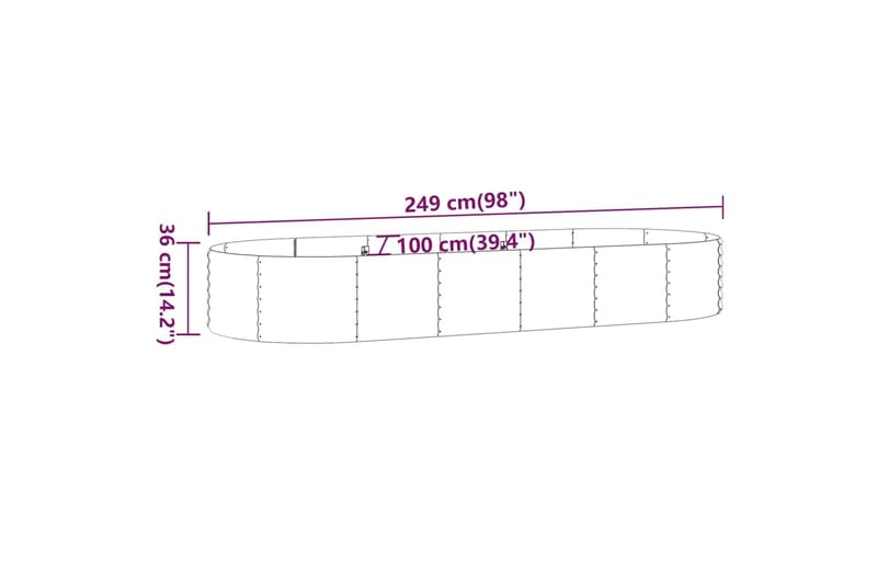 Puutarhakukkalaatikko jauhemaalattu teräs 249x100x36 cm antr - Antrasiitti - Piha & ulkoaltaat - Viljely & puutarhanhoito - Kasvatus - Kukkaruukku & Istutusastia - Kukkalaatikko