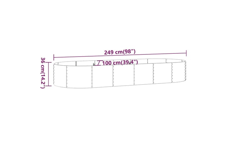 Puutarhakukkalaatikko jauhemaalattu teräs 249x100x36 cm antr - Antrasiitti - Ruukut ulkokäyttöön - Kukkalaatikko