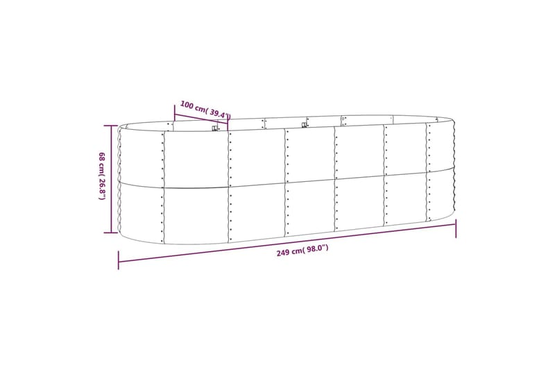 Puutarhakukkalaatikko jauhemaalattu teräs 249x100x68 cm antr - Antrasiitti - Piha & ulkoaltaat - Viljely & puutarhanhoito - Kasvatus - Kukkaruukku & Istutusastia - Kukkalaatikko