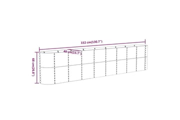 Puutarhakukkalaatikko jauhemaalattu teräs 332x40x68 cm ruske - Ruskea - Piha & ulkoaltaat - Viljely & puutarhanhoito - Kasvatus - Kukkaruukku & Istutusastia - Kukkalaatikko