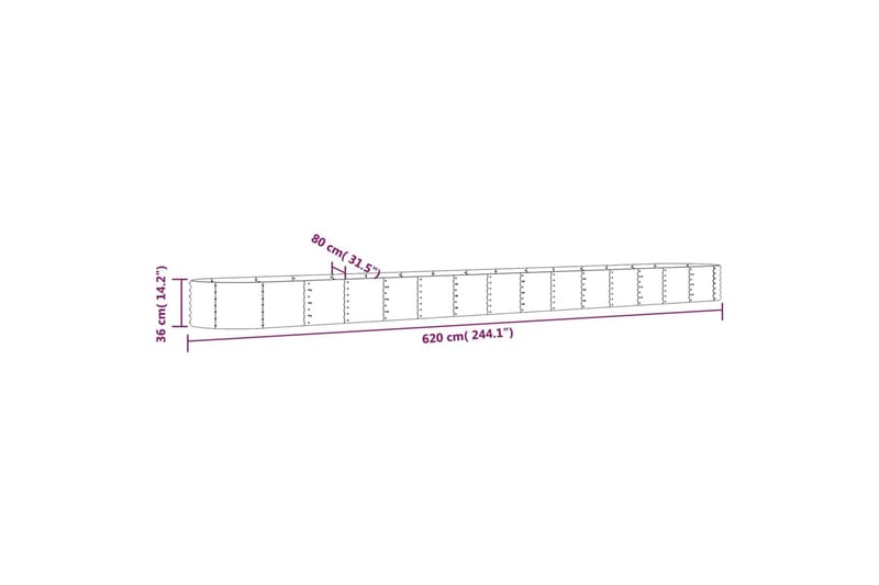 Puutarhakukkalaatikko jauhemaalattu teräs 620x80x36 cm ruske - Ruskea - Piha & ulkoaltaat - Viljely & puutarhanhoito - Kasvatus - Kukkaruukku & Istutusastia - Kukkalaatikko
