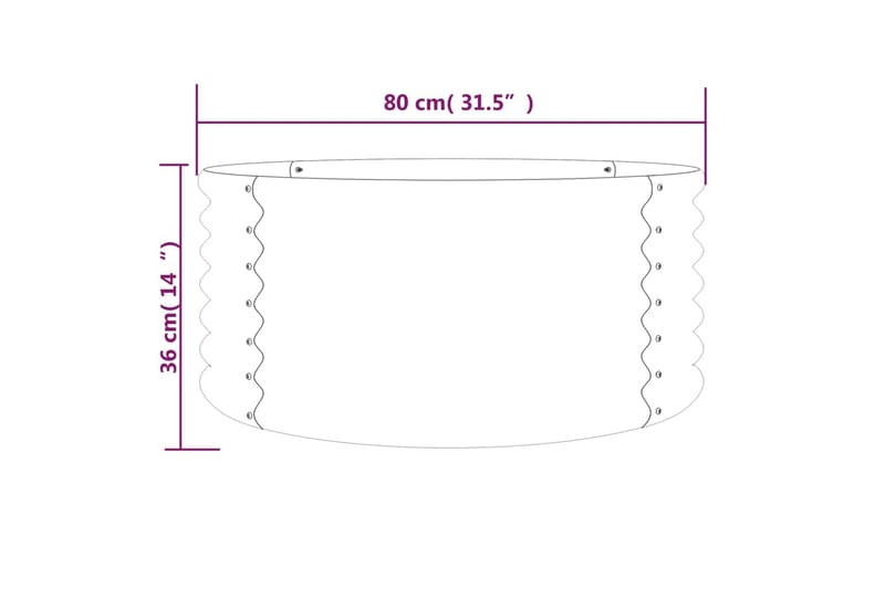 Puutarhakukkalaatikko jauhemaalattu teräs 80x80x36 cm antras - Antrasiitti - Ruukut ulkokäyttöön - Kukkalaatikko