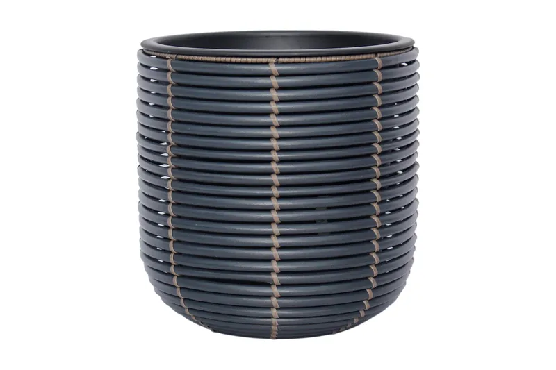 Kukkaruukku Wicker D27xH28 cm Musta - Piha & ulkoaltaat - Viljely & puutarhanhoito - Kasvatus - Kukkaruukku & Istutusastia - Suuret kukkaruukut