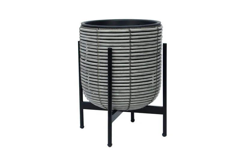 Kukkaruukku Wicker Telineellä 30x30xH38 cm Harmaa, undefined