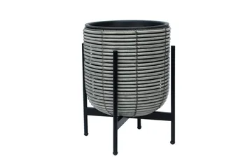 Kukkaruukku Wicker Telineellä 30x30xH38 cm Harmaa - Piha & ulkoaltaat - Viljely & puutarhanhoito - Kasvatus - Kukkaruukku & Istutusastia - Suuret kukkaruukut