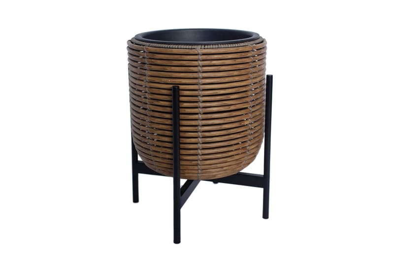 Kukkaruukku Wicker Telineellä 30x30xH38 cm Ruskea - Piha & ulkoaltaat - Viljely & puutarhanhoito - Kasvatus - Kukkaruukku & Istutusastia - Suuret kukkaruukut