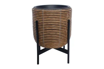 Kukkaruukku Wicker Telineellä 30x30xH38 cm Ruskea - Piha & ulkoaltaat - Viljely & puutarhanhoito - Kasvatus - Kukkaruukku & Istutusastia - Suuret kukkaruukut