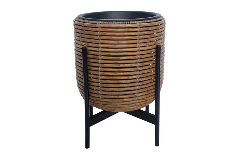 Kukkaruukku Wicker Telineellä 30x30xH38 cm Ruskea - Piha & ulkoaltaat - Viljely & puutarhanhoito - Kasvatus - Kukkaruukku & Istutusastia - Suuret kukkaruukut