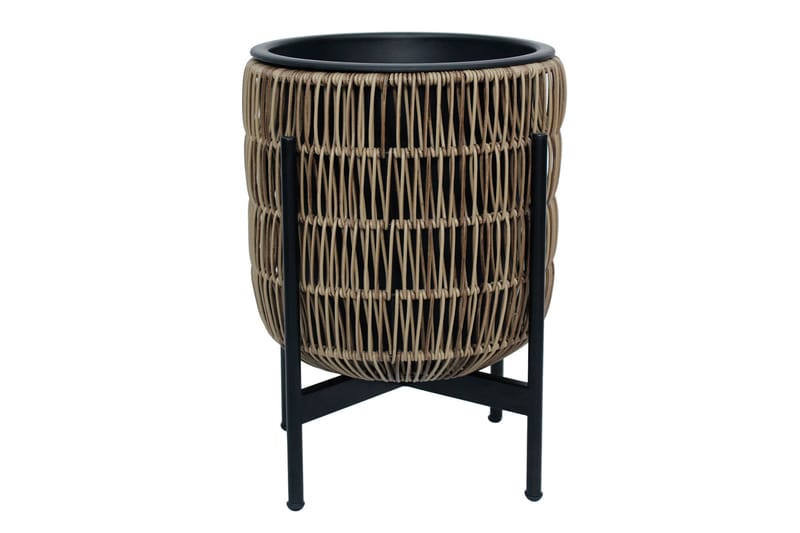 Kukkaruukku Wicker Telineellä 30x30xH38 cm Vaaleanruskea - Piha & ulkoaltaat - Viljely & puutarhanhoito - Kasvatus - Kukkaruukku & Istutusastia - Suuret kukkaruukut