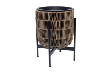 Kukkaruukku Wicker Telineellä 30x30xH38 cm Vaaleanruskea - Piha & ulkoaltaat - Viljely & puutarhanhoito - Kasvatus - Kukkaruukku & Istutusastia - Suuret kukkaruukut