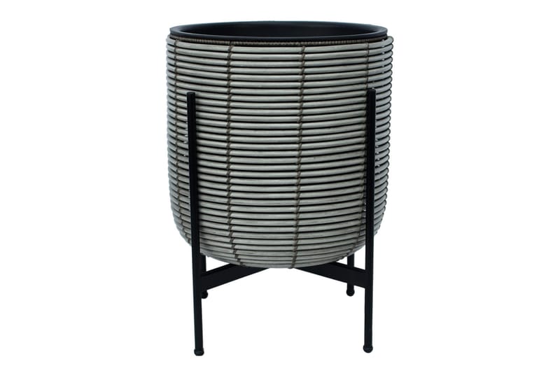 Kukkaruukku Wicker Telineellä 38x38xH49 cm Harmaa - Piha & ulkoaltaat - Viljely & puutarhanhoito - Kasvatus - Kukkaruukku & Istutusastia - Suuret kukkaruukut