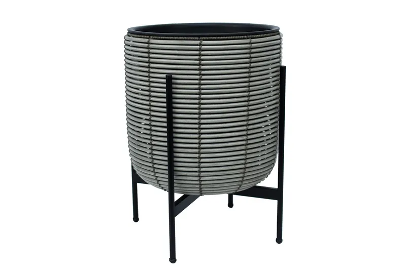 Kukkaruukku Wicker Telineellä 38x38xH49 cm Harmaa, undefined